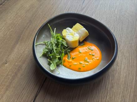 <span><span><span>Mosaïque de Poisson Blanc, Coulis de Poivrons Rouges</span></span></span>